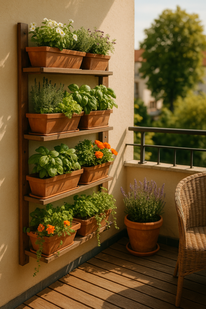 wall stacked outdoor plants