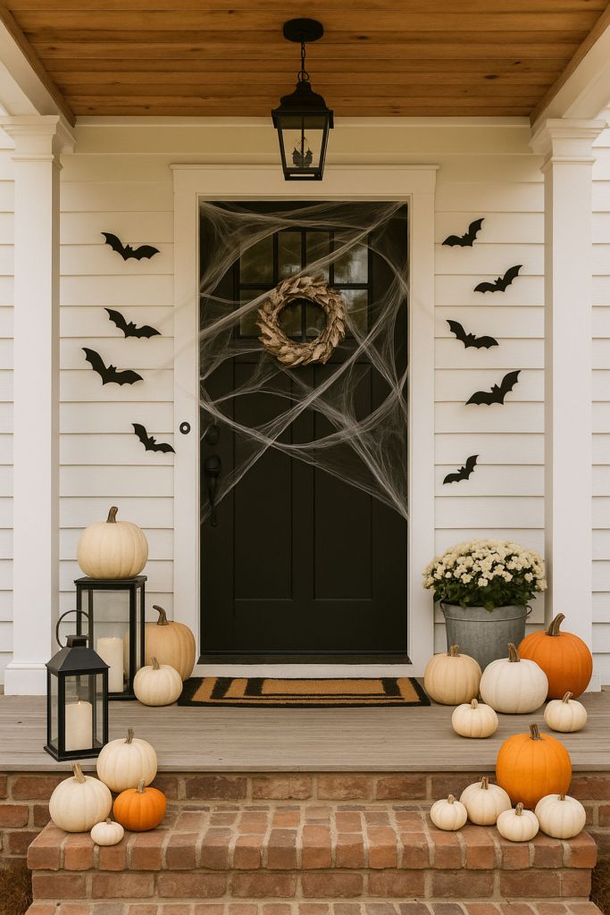 pumkin styled porch for halloween