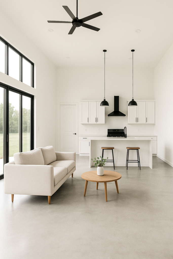 Open-concept living room and kitchen