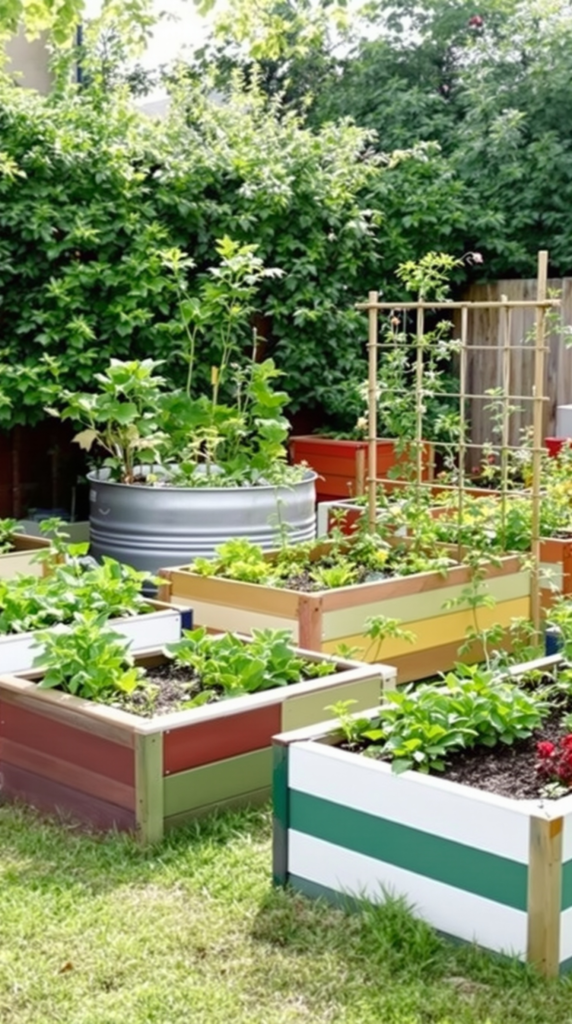 Several unique raised garden beds