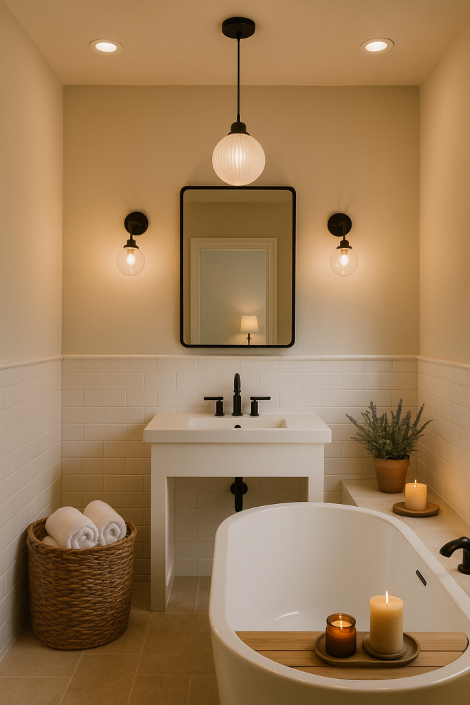 bathroom featuring layered lighting