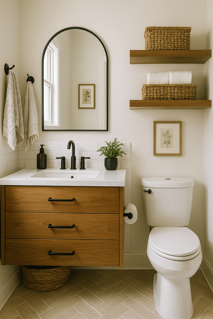 compact bathroom styled for efficiency