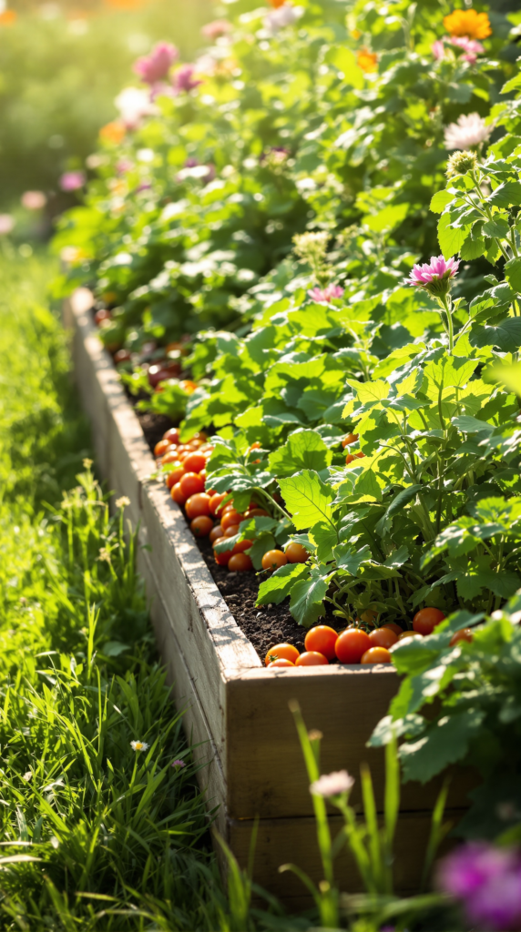 lush raised garden bed