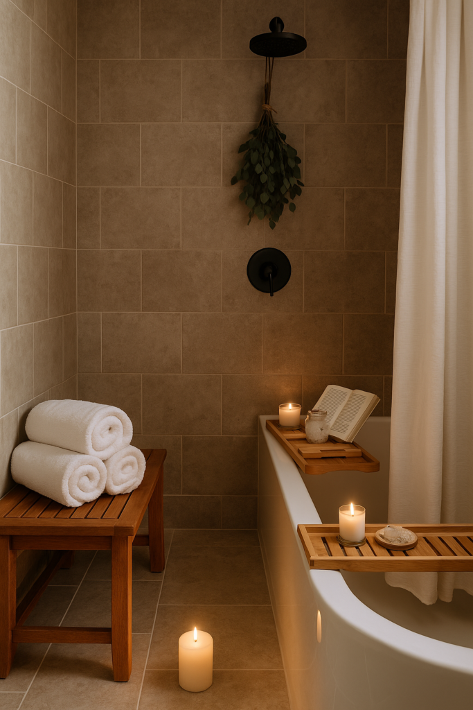 serene bathroom styled like a spa