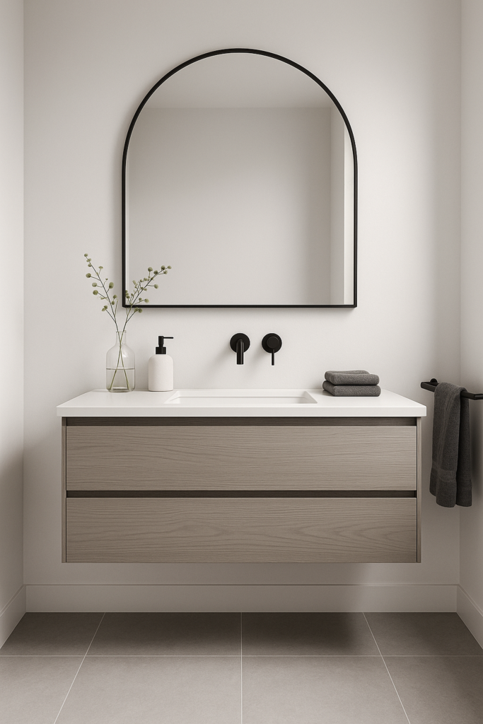 sleek bathroom styled with clean lines