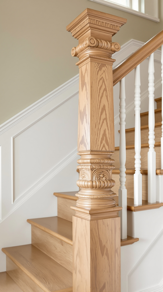 Hand-Carved Wooden Newel Posts