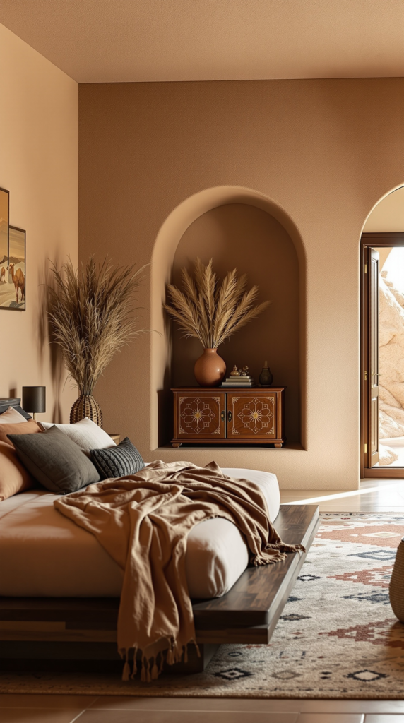 Nomadic Desert-Influenced Earthy Vintage Bedroom