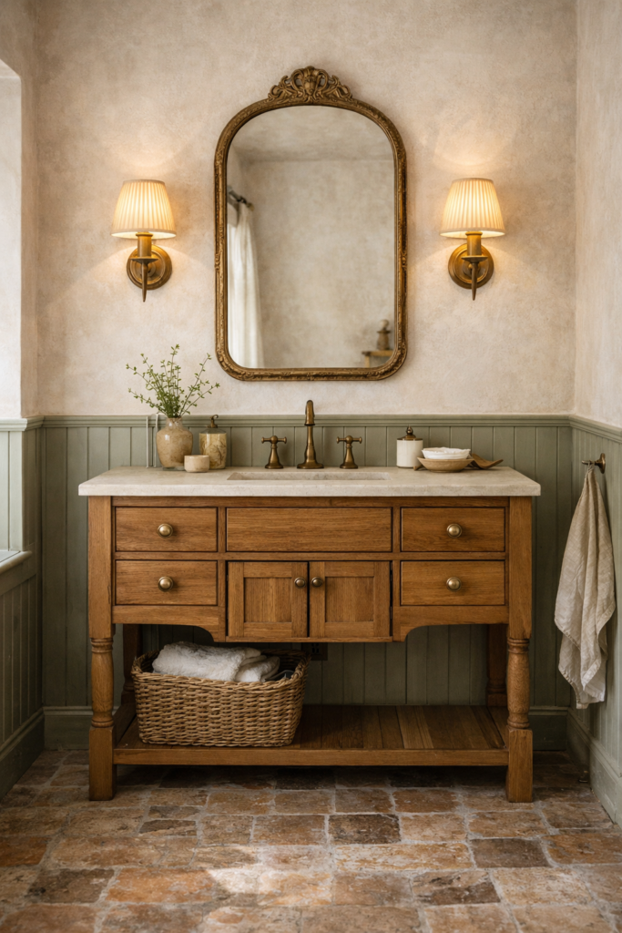European cottage–style bathroom