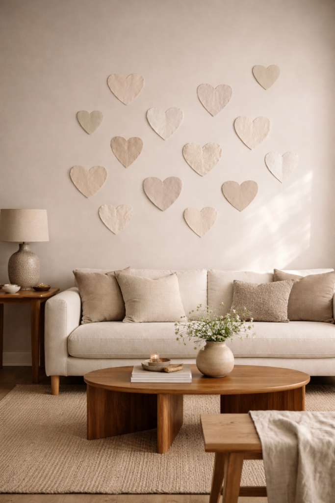 handmade paper heart wall
