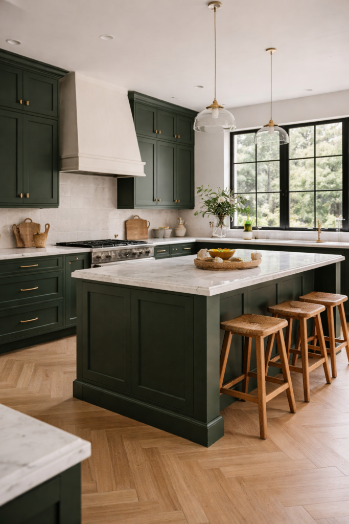deep forest green kitchen
