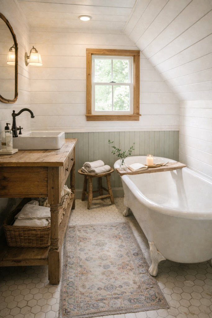 classic clawfoot tub in white enamel