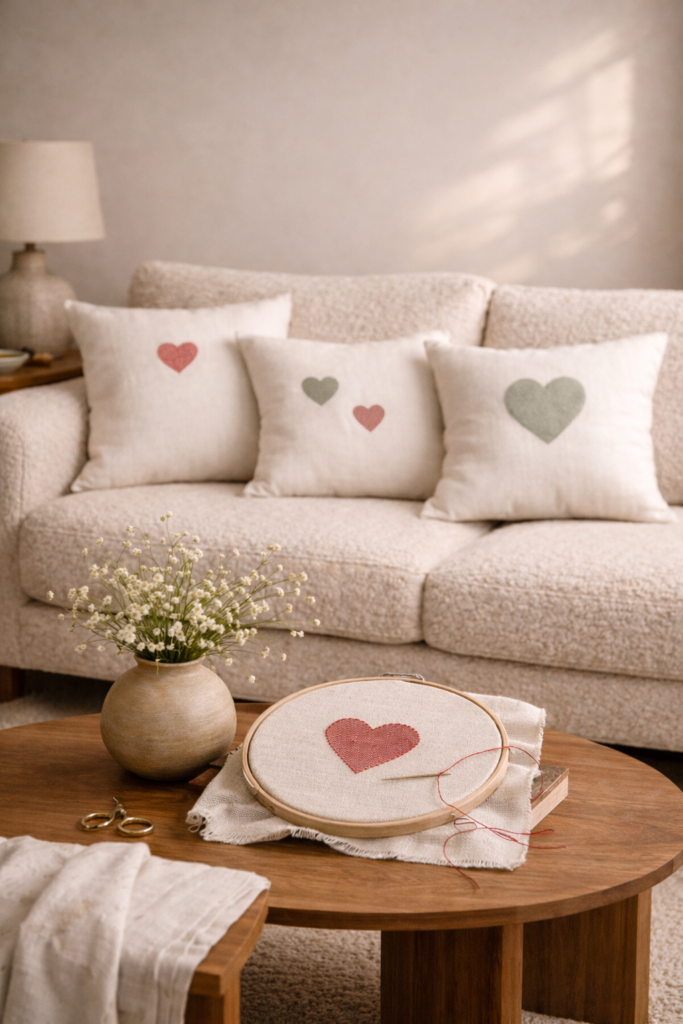 diy fabric heart pillows
