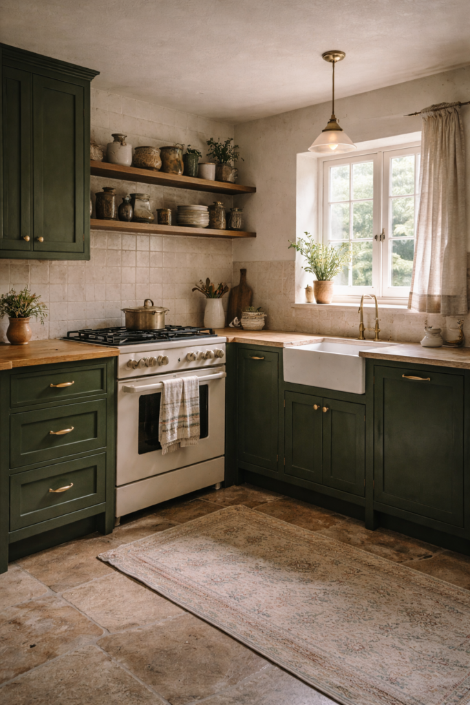 Cottage Dark Green Kitchen