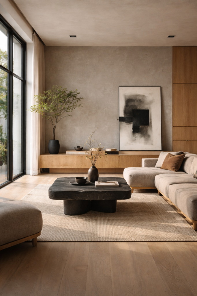 Warm Wood Balanced with Black Accents